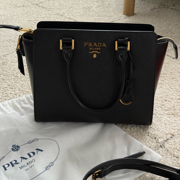 Prada Black Saffiano Leather Satchel - Picture 10 of 11